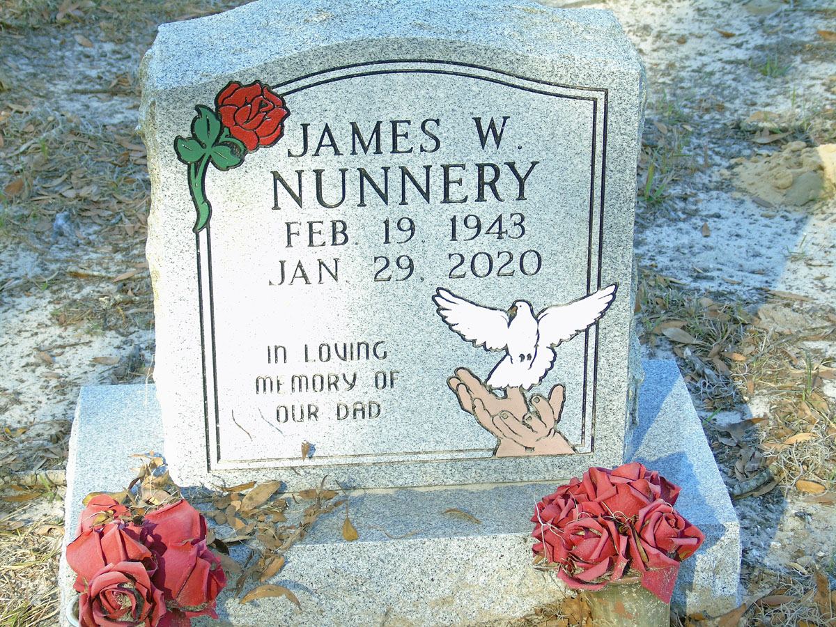 Headstone for Nunnery, James W